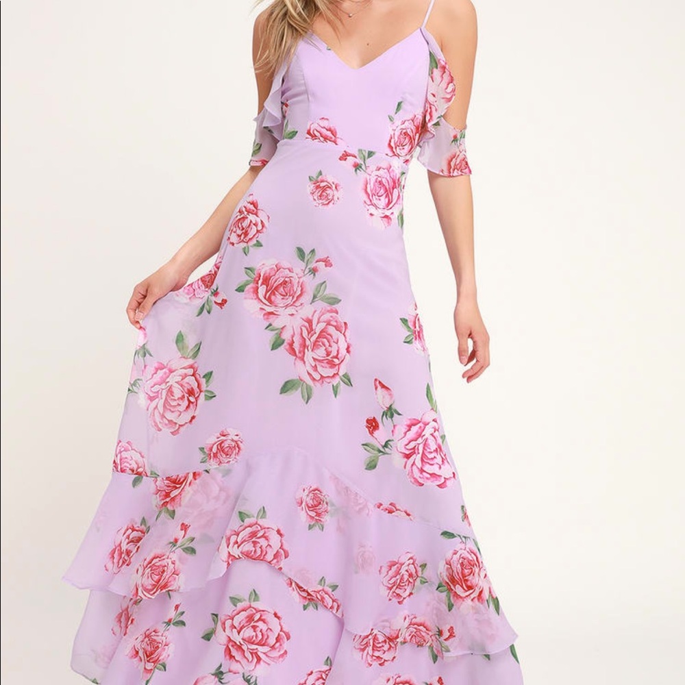 Take You There Lavender Floral Print Maxi